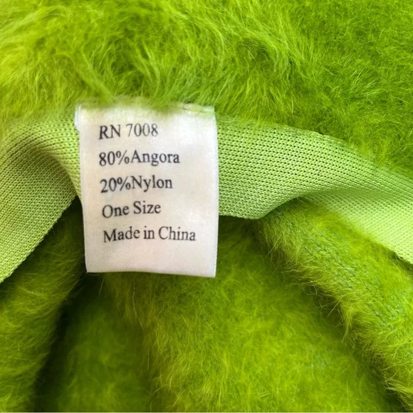 Unbranded Fuzzy Green Bucket Hat Angora Blend Soft - Picture 4 of 8
